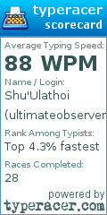 Scorecard for user ultimateobserver