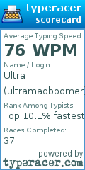 Scorecard for user ultramadboomer