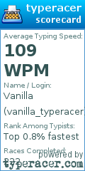 Scorecard for user vanilla_typeracer