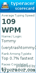 Scorecard for user verytrashtommy