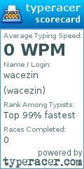 Scorecard for user wacezin