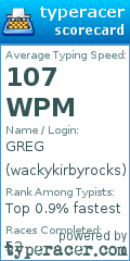 Scorecard for user wackykirbyrocks