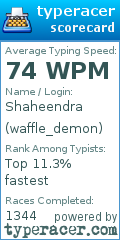 Scorecard for user waffle_demon