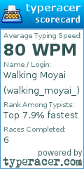 Scorecard for user walking_moyai_