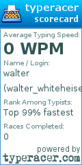 Scorecard for user walter_whiteheisenberg