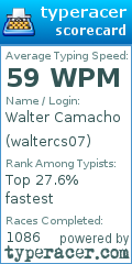 Scorecard for user waltercs07