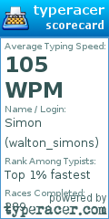 Scorecard for user walton_simons