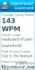 Scorecard for user waterbird