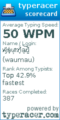 Scorecard for user waumau