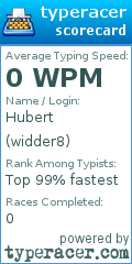 Scorecard for user widder8