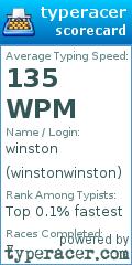Scorecard for user winstonwinston