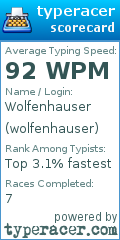 Scorecard for user wolfenhauser