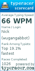 Scorecard for user wugangabbot