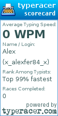Scorecard for user x_alexfer84_x