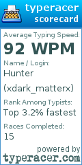 Scorecard for user xdark_matterx