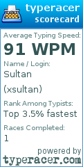 Scorecard for user xsultan