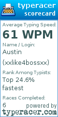 Scorecard for user xxlike4bossxx