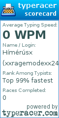 Scorecard for user xxragemodexx24