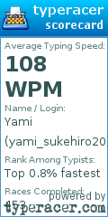 Scorecard for user yami_sukehiro20