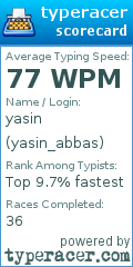 Scorecard for user yasin_abbas