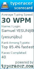 Scorecard for user yesunijibu