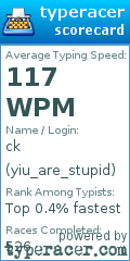 Scorecard for user yiu_are_stupid