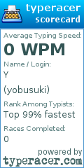 Scorecard for user yobusuki