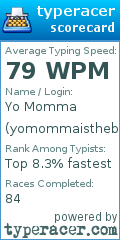 Scorecard for user yomommaisthebest