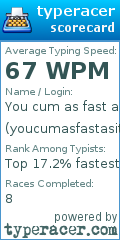 Scorecard for user youcumasfastasitype