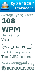 Scorecard for user your_mother__
