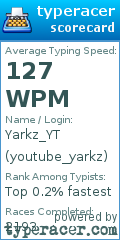 Scorecard for user youtube_yarkz