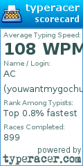 Scorecard for user youwantmygochu