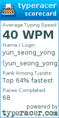 Scorecard for user yun_seong_yong