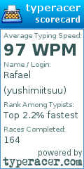 Scorecard for user yushimiitsuu