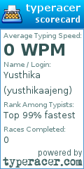 Scorecard for user yusthikaajeng