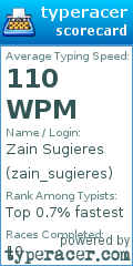 Scorecard for user zain_sugieres