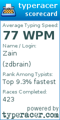 Scorecard for user zdbrain