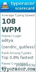 Scorecard for user zendric_quitless
